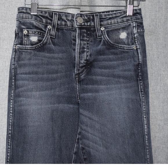 AMO Distressed Raw Hem Skinny Jeans in Washed Black – Size 26 - Picture 2 of 3